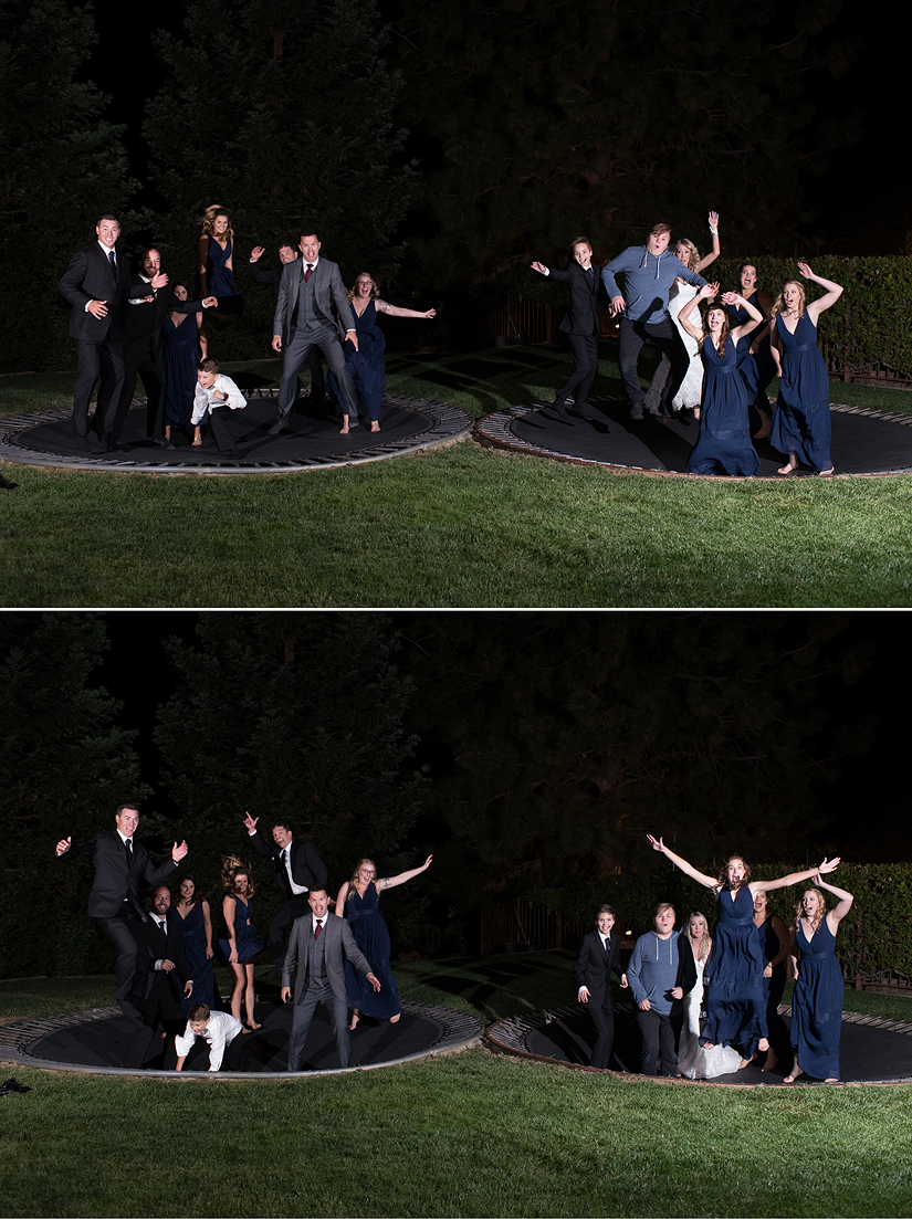 Wedding Party on a trampoline 